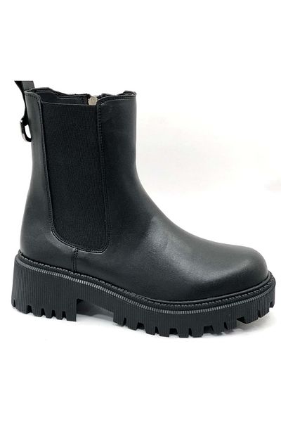Kocamanlar Ayakkabı Ayakdaş 2282-1 Αντιολισθητική σόλα Flat Boots Γυναικείες Μπότες ΜΑΥΡΟ
