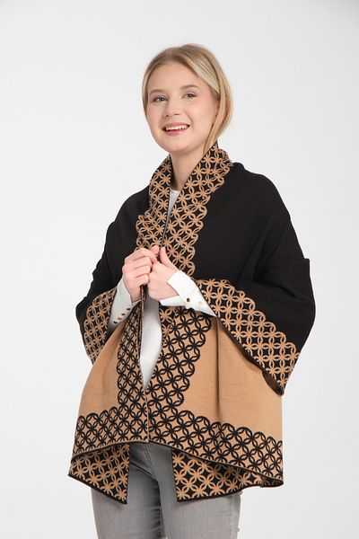 Wega Moda Stylish Ringed Comfortable Shoulder Shawl - Reversible Knitwear