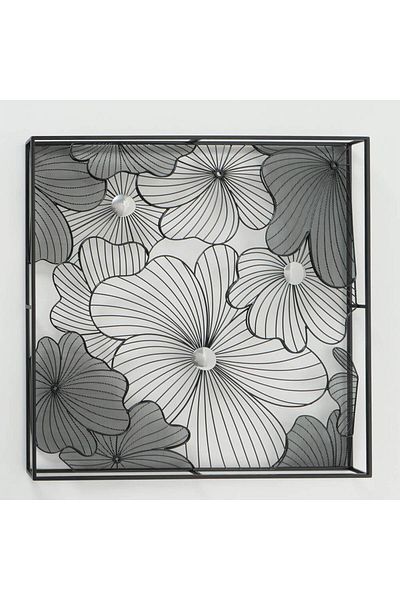 Homelux Decor de perete flori, 6x75x75 cm, metal, negru