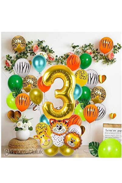 BİDOLUMUTLULUK Safari Temalı Balon Dogum Günü Konsepti