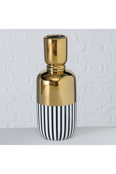 Homelux Vaza decorativa Reese, 12x12x31 cm, ceramica, auriu/negru/alb