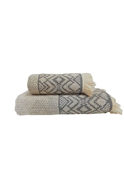 Homelux Set Of 2 Jacquard Cotton Towels, 50x90 Cm 70x140 Cm, 540 Gr, Anthracite