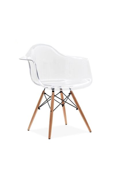 Homelux Fotoliu Shell Design, Transparent, Polipropilenă, Picioare Din Lemn