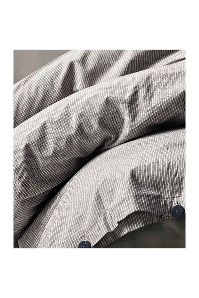 Homelux Natural Stripes Bedding, 1 Person, 100% Cotton With Linen Look, Button Closure System
