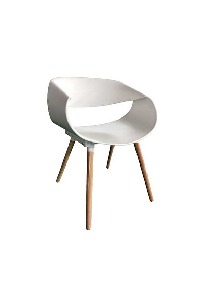 Homelux Scaun Design Rufus Alb, Polipropilena, Picioare Din Lemn