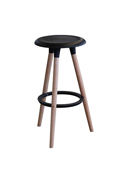 Homelux Scaun de bar Fun negru, picioare din lemn, 38x38x77 cm