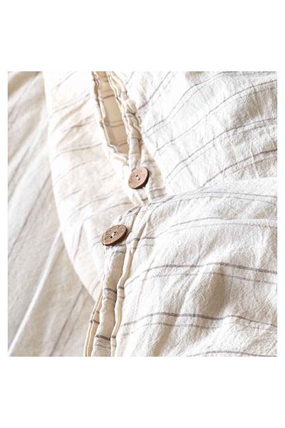 Homelux Natural Stripes Bedding, 1 Person, 100% Cotton With Linen Look, Button Closure System