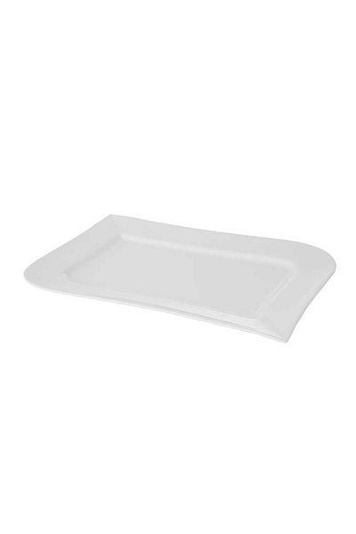 Homelux Farfurie de Servire, Dreptunghiulara, Porțelan, Alb, 36 Cm, Fala