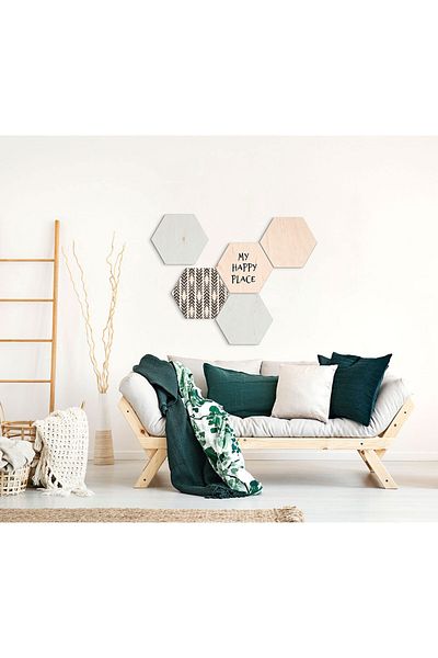 Homelux Set decoratiuni de perete, be happy, 5 buc*25x30 cm