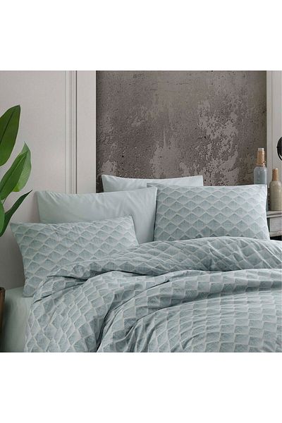 Homelux Bed Linen For 2 Persons At Home Clara, 100% Ranforce Cotton, Green