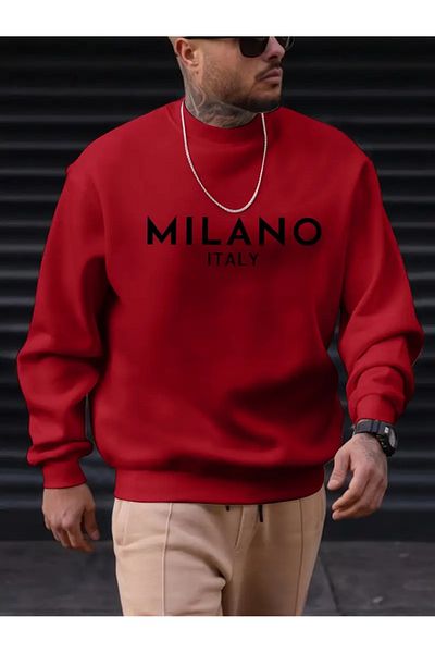 YOHO SPORT Суитшърт от мек памучен рельеф с щампа Milano - Дебел продукт