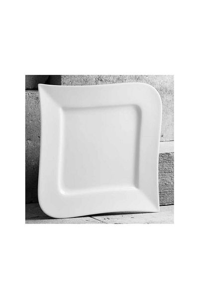 Homelux Farfurie de Servire, Patrata, Portelan, Alb, 28,5 Cm, ​​Fala
