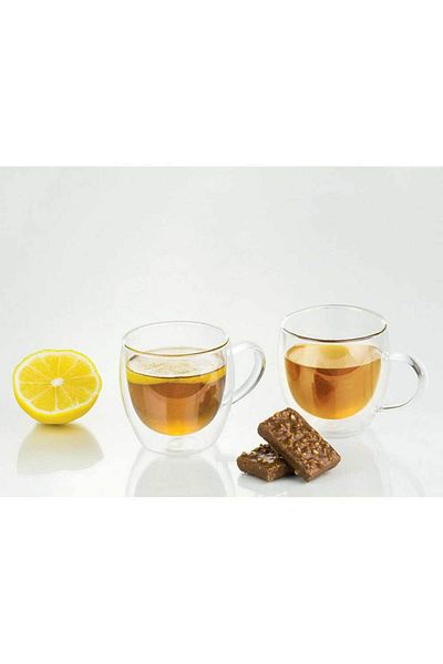 Homelux Set 2 Cesti Cafea/ceai, Sticla Termorezistenta, 100ml, Transparenta, Mia