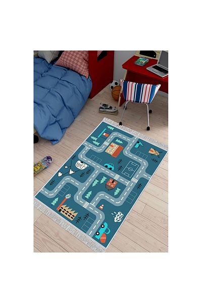Homelux Anti-slip Children's Carpet, Rectangular, 120x180, Route 2, Multicolor, Polyester