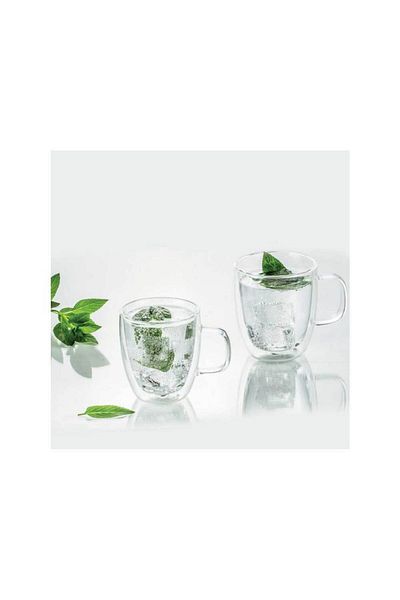 Homelux Set 2 Cesti Cafea/ceai, Sticla Termorezistenta, 250ml, Transparenta, Mia