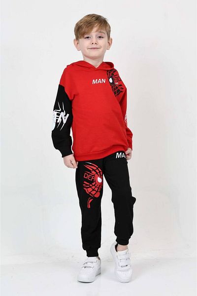 MİLANO KİDS Boy's Spider Man Hooded Bottom Top Suit