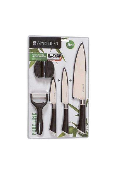 Homelux Set de cuțite din 5 piese, oțel, maro crem, linie pură