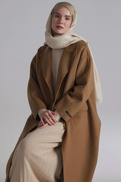 Tuğba Kruvaze Düşük Kol Kaban - Camel