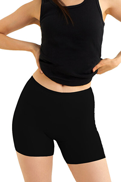 Laserias Kadın Yüksek Bel Lazer Kesim Dikişsiz Toplarlayıcı İz Yapmayan Uzun Paça Siyah Boxer