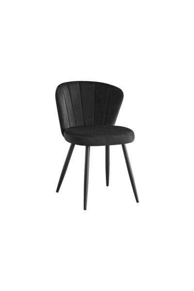 Homelux Scaun din catifea stil negru, picioare metalice