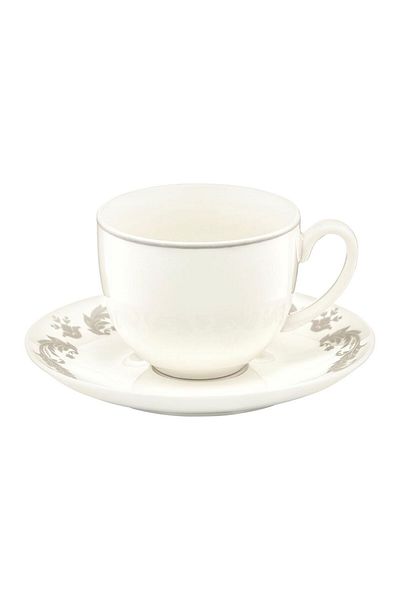 Homelux Set de servire cafea 12 piese, portelan, alb/gri, glamour
