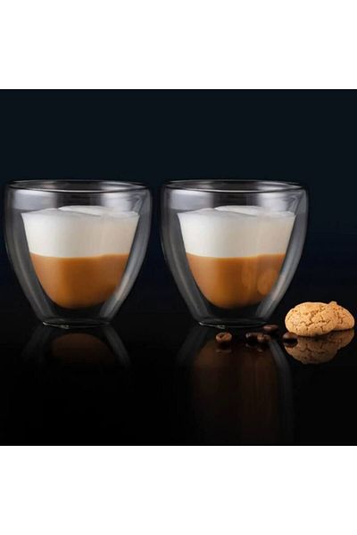 Homelux Set 2 Pahare, Sticla Termorezistenta, 250 Ml, Transparent, Inima, Mia