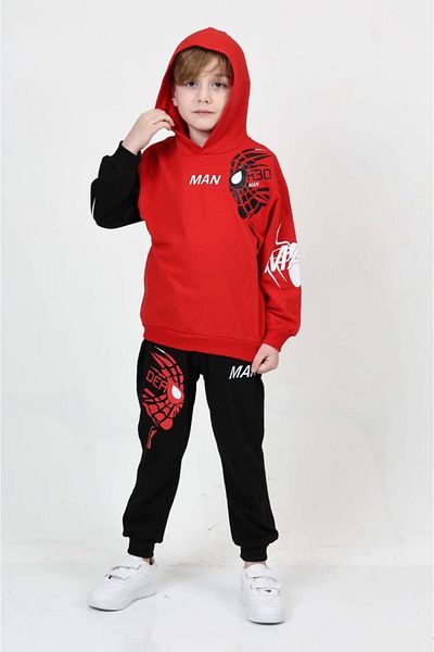 MİLANO KİDS Boy's Spider Man Hooded Bottom Top Suit