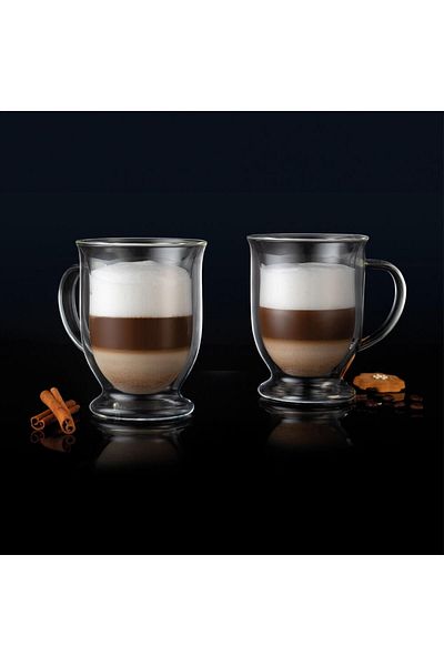 Homelux Set 2 cesti cafea/ceai, sticla termorezistenta, 370 ml, transparenta, mia