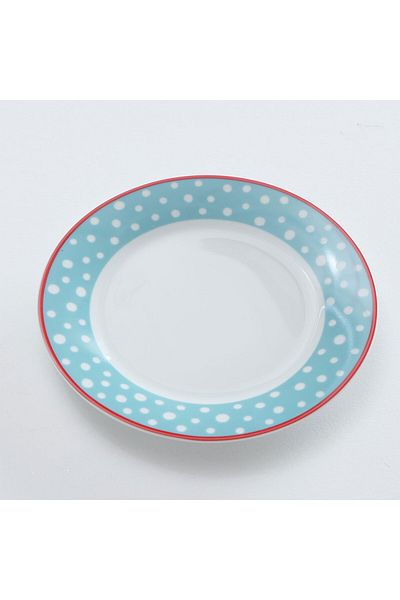 Homelux Farfurie din portelan, Desert, Alb/albastru/rosu, 19 Cm, Model 2