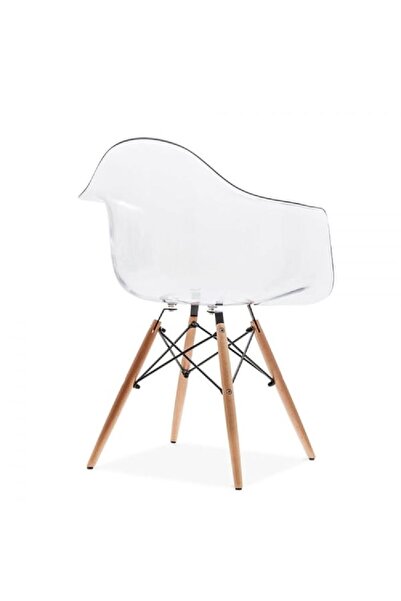 Homelux Fotoliu Shell Design, Transparent, Polipropilenă, Picioare Din Lemn