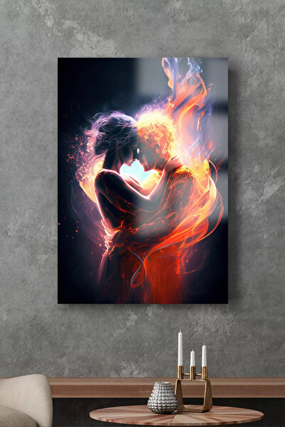 TAULART TABLA DE STICLA DE ÎNALTĂ DEFINIȚIE DE 4 MM, INIMĂ DE AER ȘI FOC, CAD...