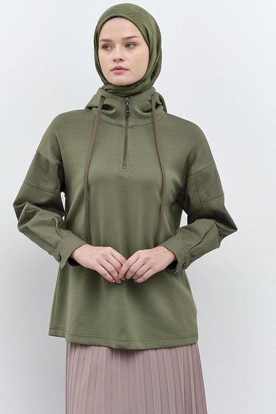 Tuğba Sweat tricotat de culoare kaki