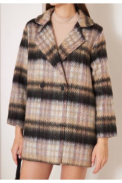 perla del amor PLAID SHORT COAT