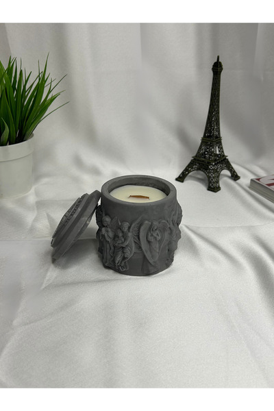 Lusora Design Heykel İşlemeli Dekoratif Mum - Gri