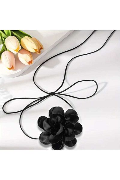Bacoss Choker Necklace Satin Rose Oval Design (Bc-1148)