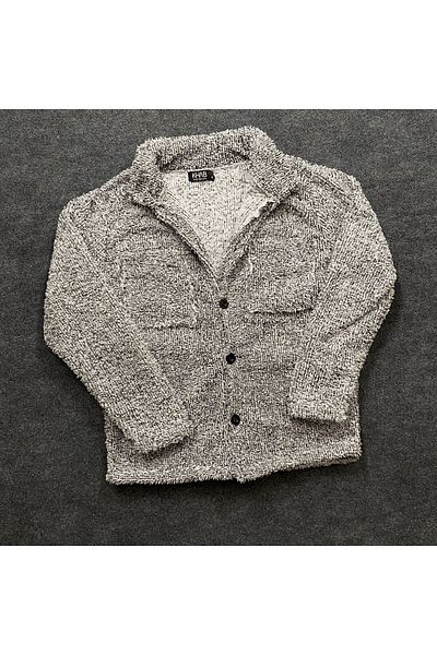 modabiraltı Γκρι Melange Unisex Wellsoft βελούδινο μπουφάν με κουμπιά και τσέπες