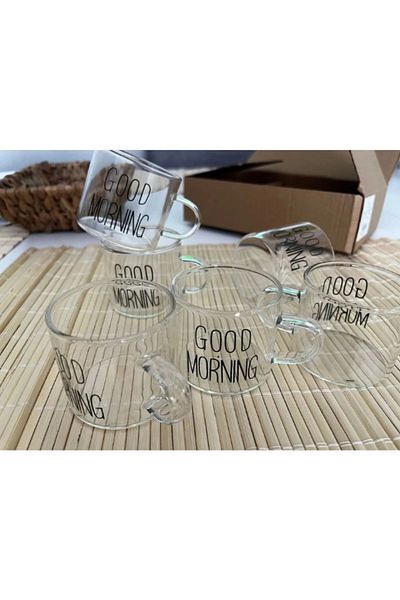 Vetrilexhome 6 Pieces Heat Resistant Borasilicate Good Morning Coffee Cup 100 ml