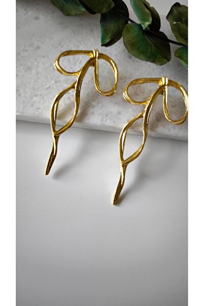 VOBEEYKU Custom plating bow ribbon earrings
