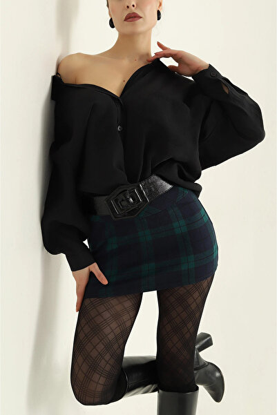 vuvutasarım New Season Black Woven Linen Oversize Shirt