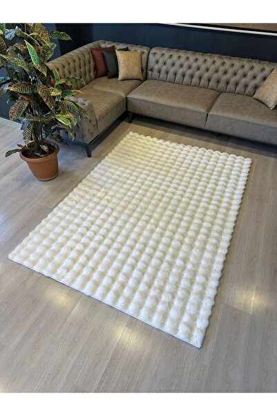 Turkrugs Bubble Tavşan Serisi Yumuşacık Tavşan Tüyü Kaymaz Dokuma Taban Peluş...