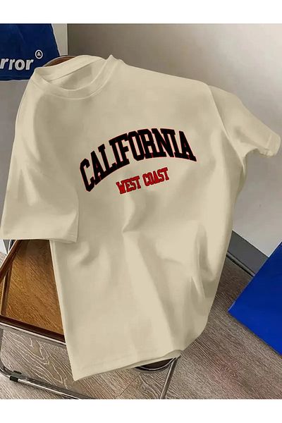 YOHO SPORT Βαμβακερό μπλουζάκι με στάμπα California Unisex Oversize - Κοντό μανίκι με λαιμόκοψη