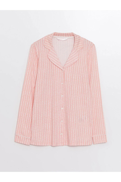 LC Waikiki Lcw Dream Pink Printed Shirt Collar Patterned Women's Pajamas Set