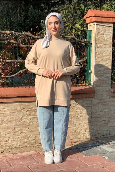 Moda Rosa 25K4428 - Beige - Embroidered Sweat