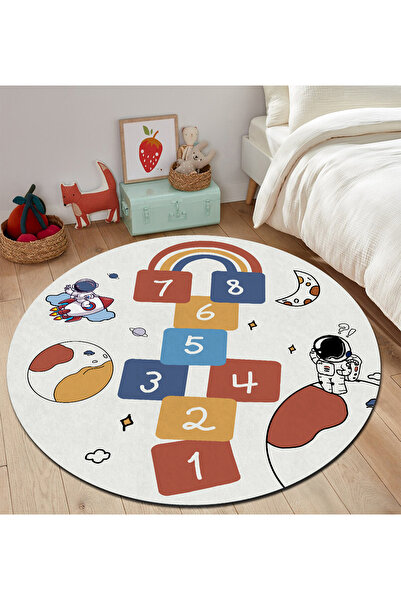 PINKIE HOME Kaymaz Taban Makinede Yıkanabilir Leke Tutmaz Seksek Desenli Oyun...