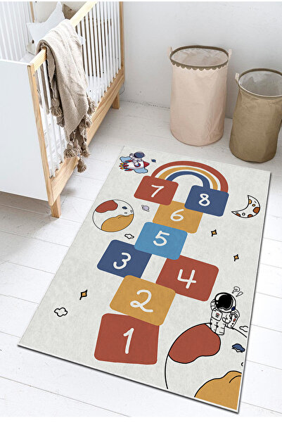 PINKIE HOME Kaymaz Taban Makinede Yıkanabilir Leke Tutmaz Seksek Desenli Oyun...