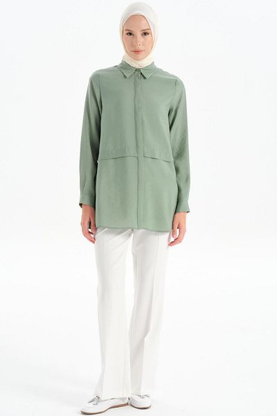 Tuğba Mint Color Aller Detailed Shirt