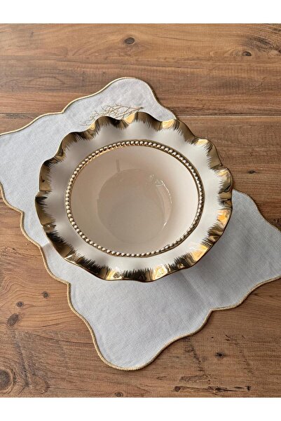 Meri Ev Gereçleri AVANGARDE YUVARLAK KASE GOLD 28 CM