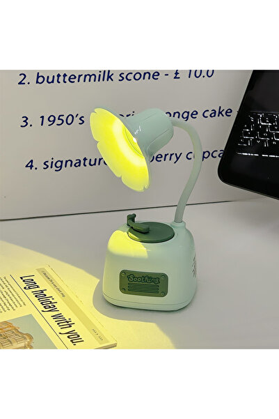 Livava Müzikli Mini Gramofon Masa Lambasi, Yeşil, 18x7,