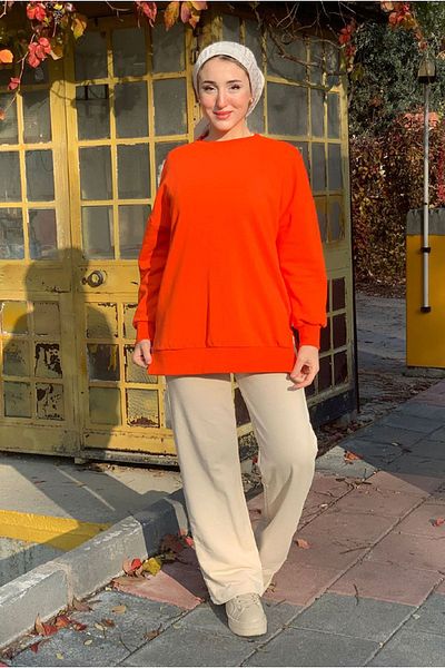 Moda Rosa 25K4437 - Orange - Three Thread Raised Basic Sweat