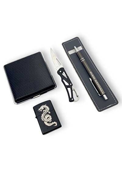 SürLaz Doğum Günü Hediyesi Deri Kaplama Tabaka Çakı Deri Kılıflı Tükenmez Kal...